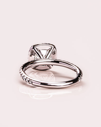 Cushion Hidden Halo Lab Grown Diamond Engagement Ring