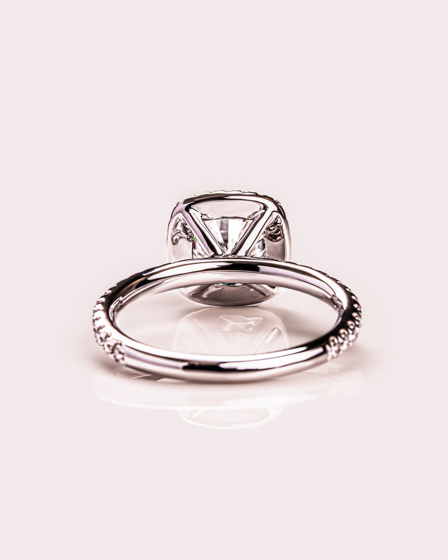 Cushion Hidden Halo Lab Grown Diamond Engagement Ring