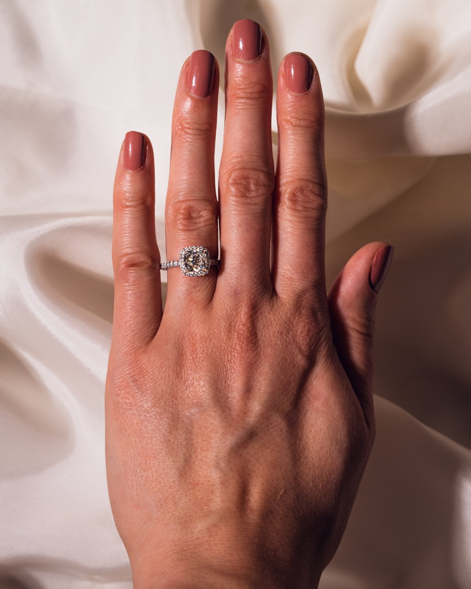 Cushion Hidden Halo Lab Grown Diamond Engagement Ring