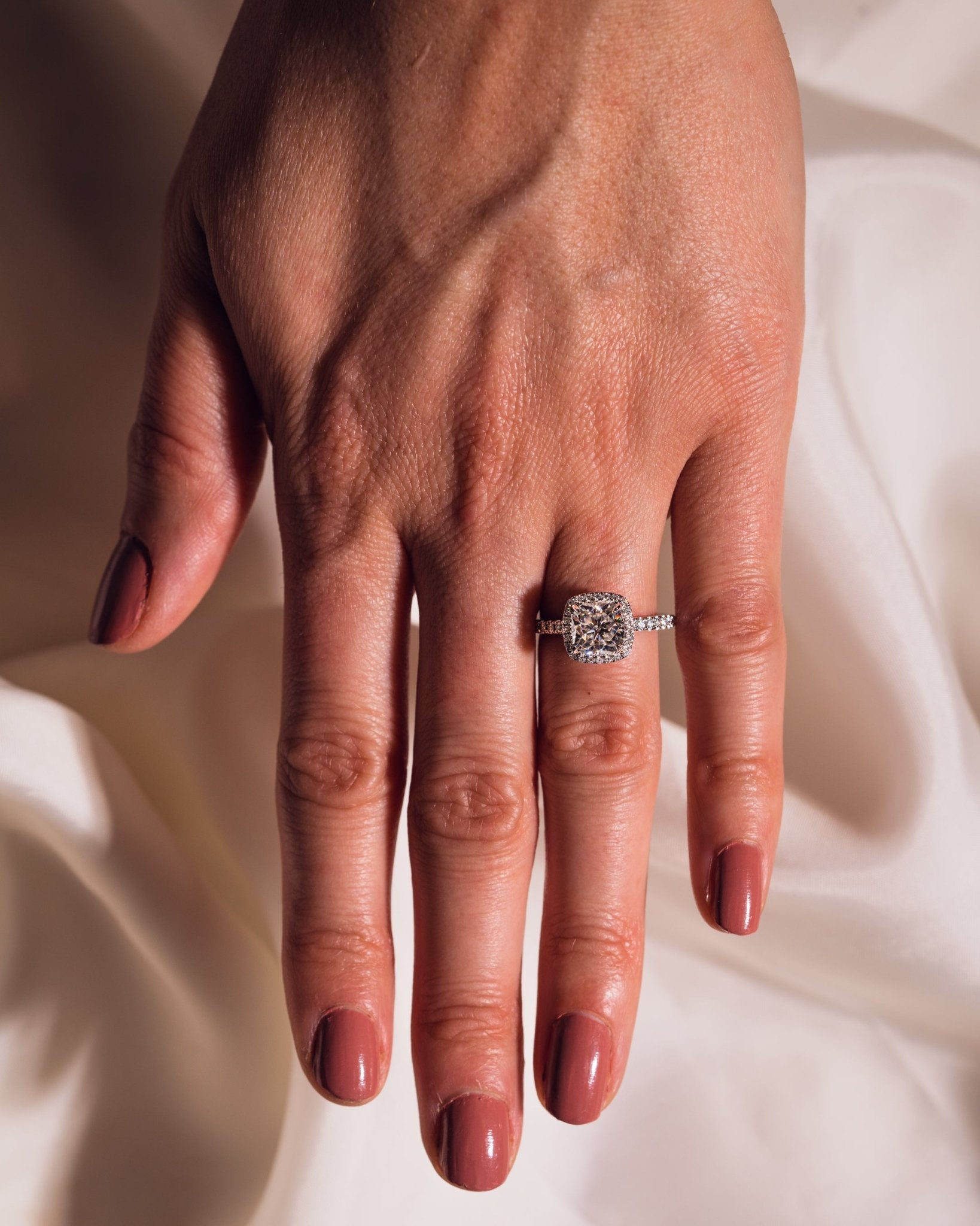 Cushion Hidden Halo Lab Grown Diamond Engagement Ring