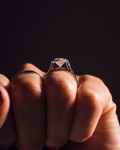 Cushion Hidden Halo Lab Grown Diamond Engagement Ring