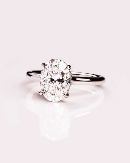 Cushion Hidden Halo Lab Grown Diamond Engagement Ring