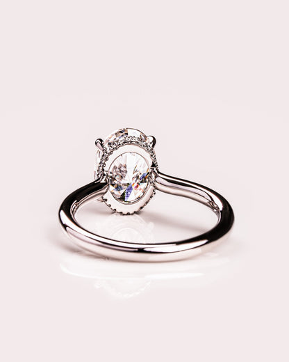 Cushion Hidden Halo Lab Grown Diamond Engagement Ring
