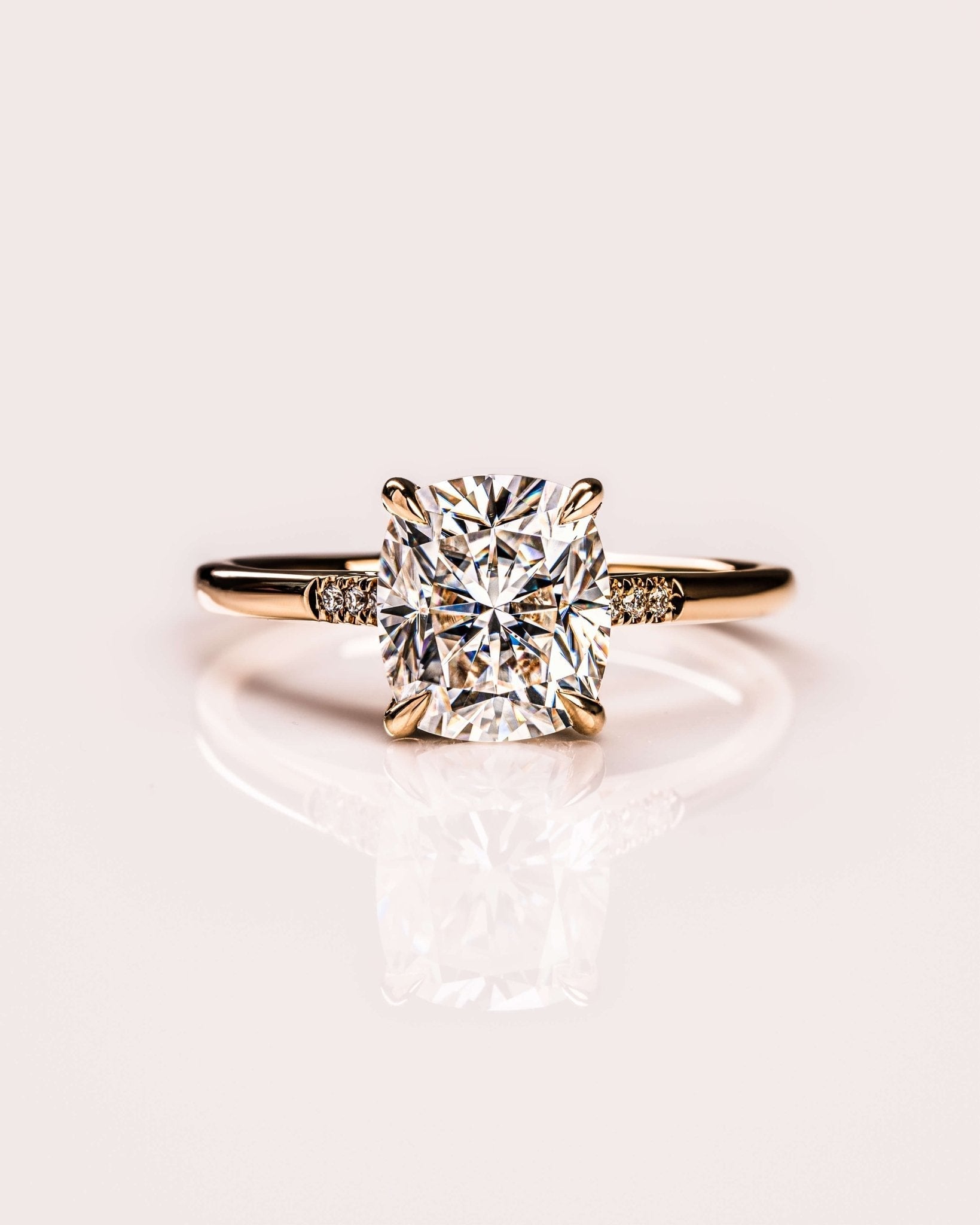 Cushion Hidden Halo Lab Grown Diamond Engagement Ring