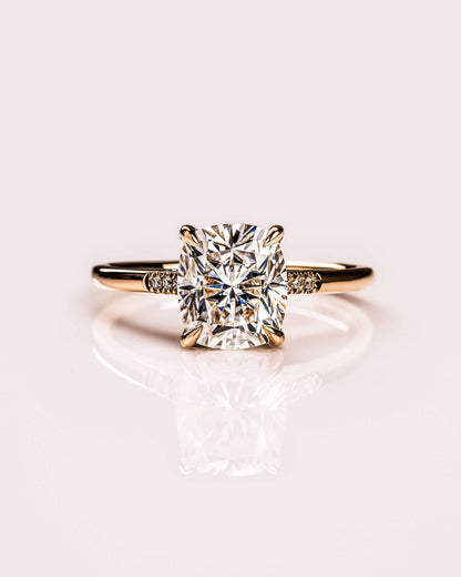 Cushion Hidden Halo Lab Grown Diamond Engagement Ring