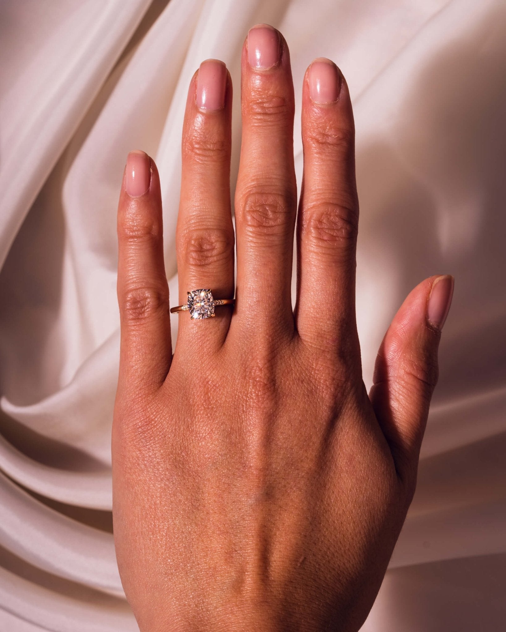 Cushion Hidden Halo Lab Grown Diamond Engagement Ring