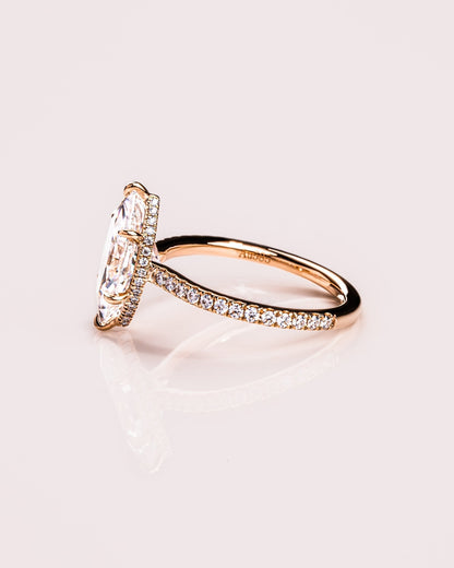 Cushion Hidden Halo Lab Grown Diamond Engagement Ring