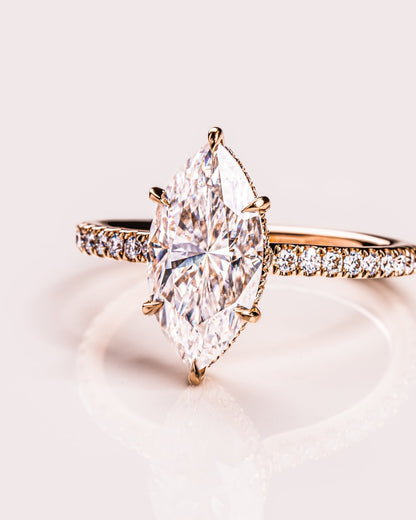 Cushion Hidden Halo Lab Grown Diamond Engagement Ring