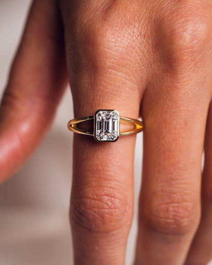 Cushion Hidden Halo Lab Grown Diamond Engagement Ring