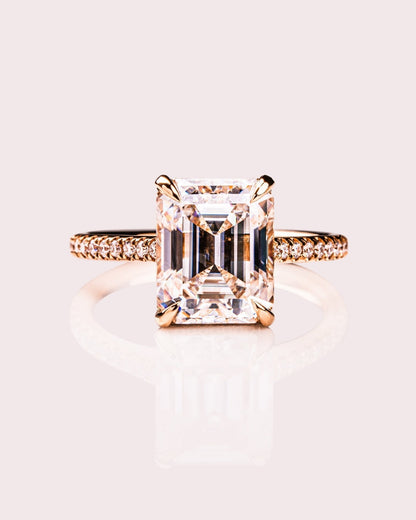 Cushion Hidden Halo Lab Grown Diamond Engagement Ring