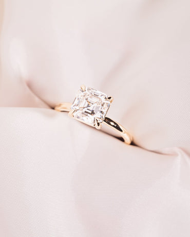 Cushion Hidden Halo Lab Grown Diamond Engagement Ring