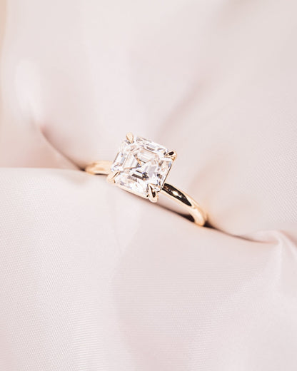 Cushion Hidden Halo Lab Grown Diamond Engagement Ring