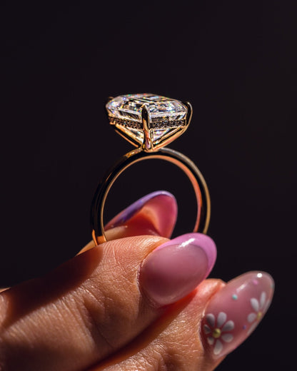 Cushion Hidden Halo Lab Grown Diamond Engagement Ring