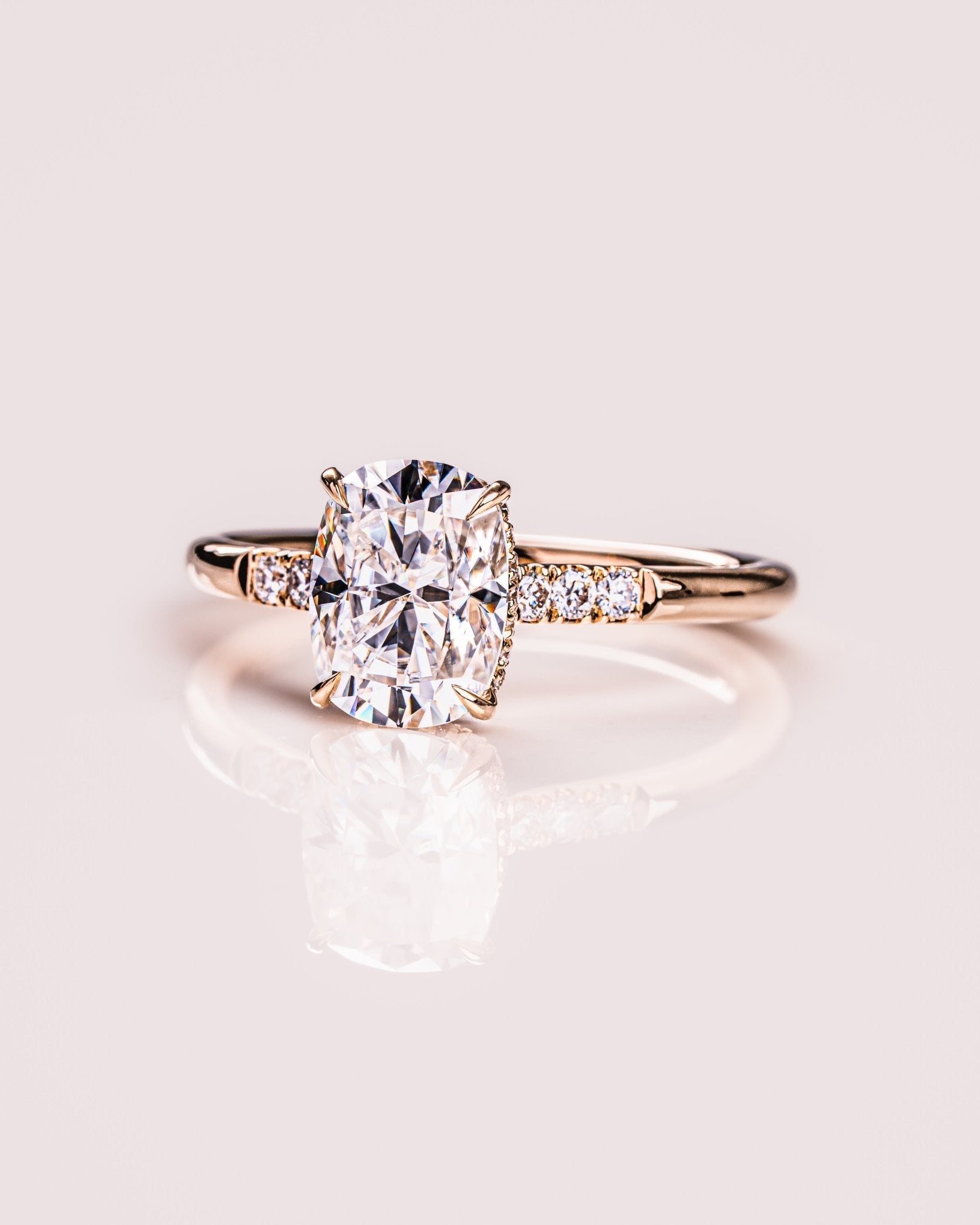Cushion Hidden Halo Lab Grown Diamond Engagement Ring