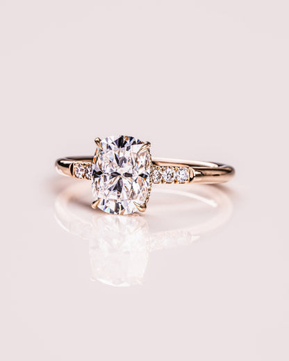 Cushion Hidden Halo Lab Grown Diamond Engagement Ring