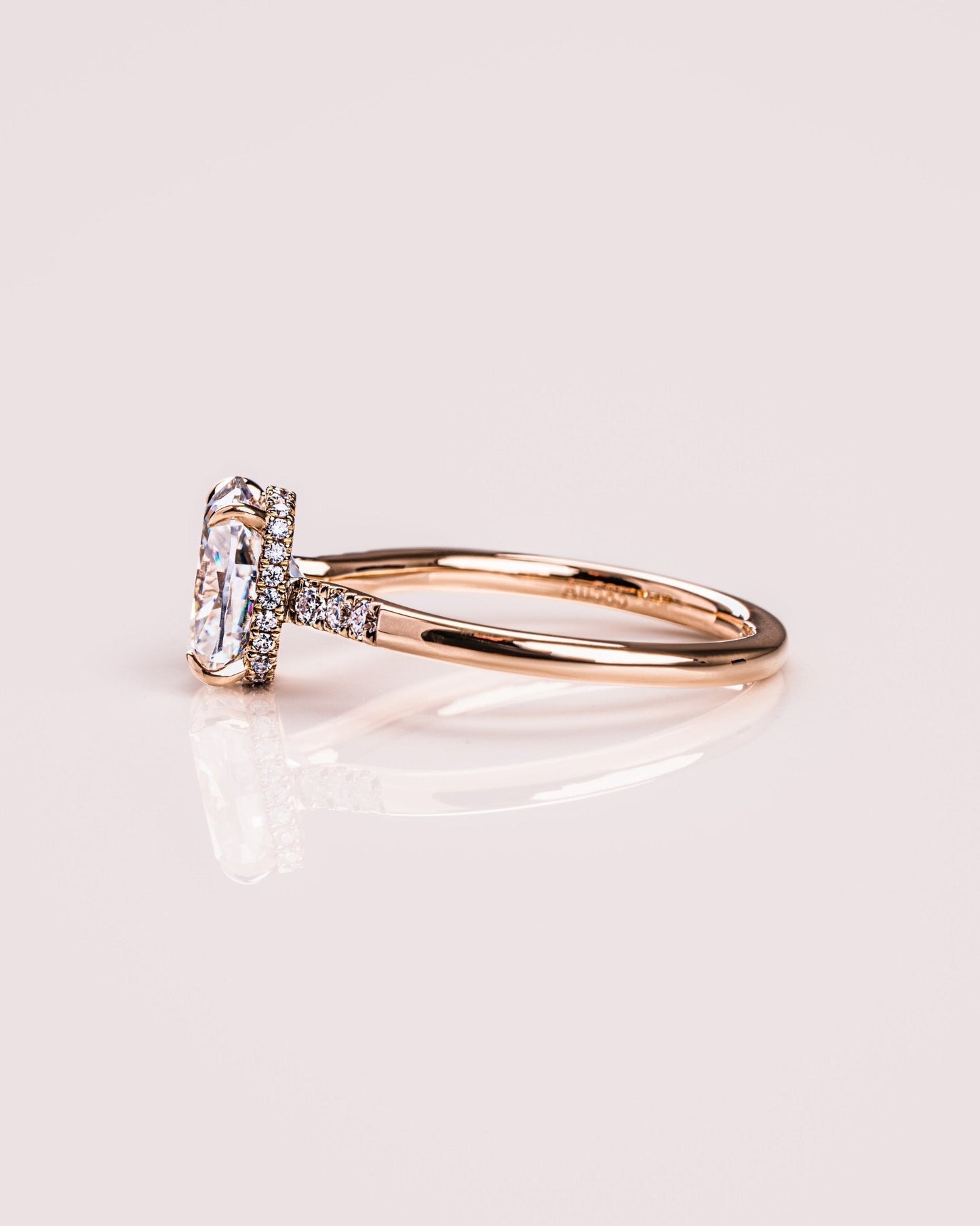 Cushion Hidden Halo Lab Grown Diamond Engagement Ring