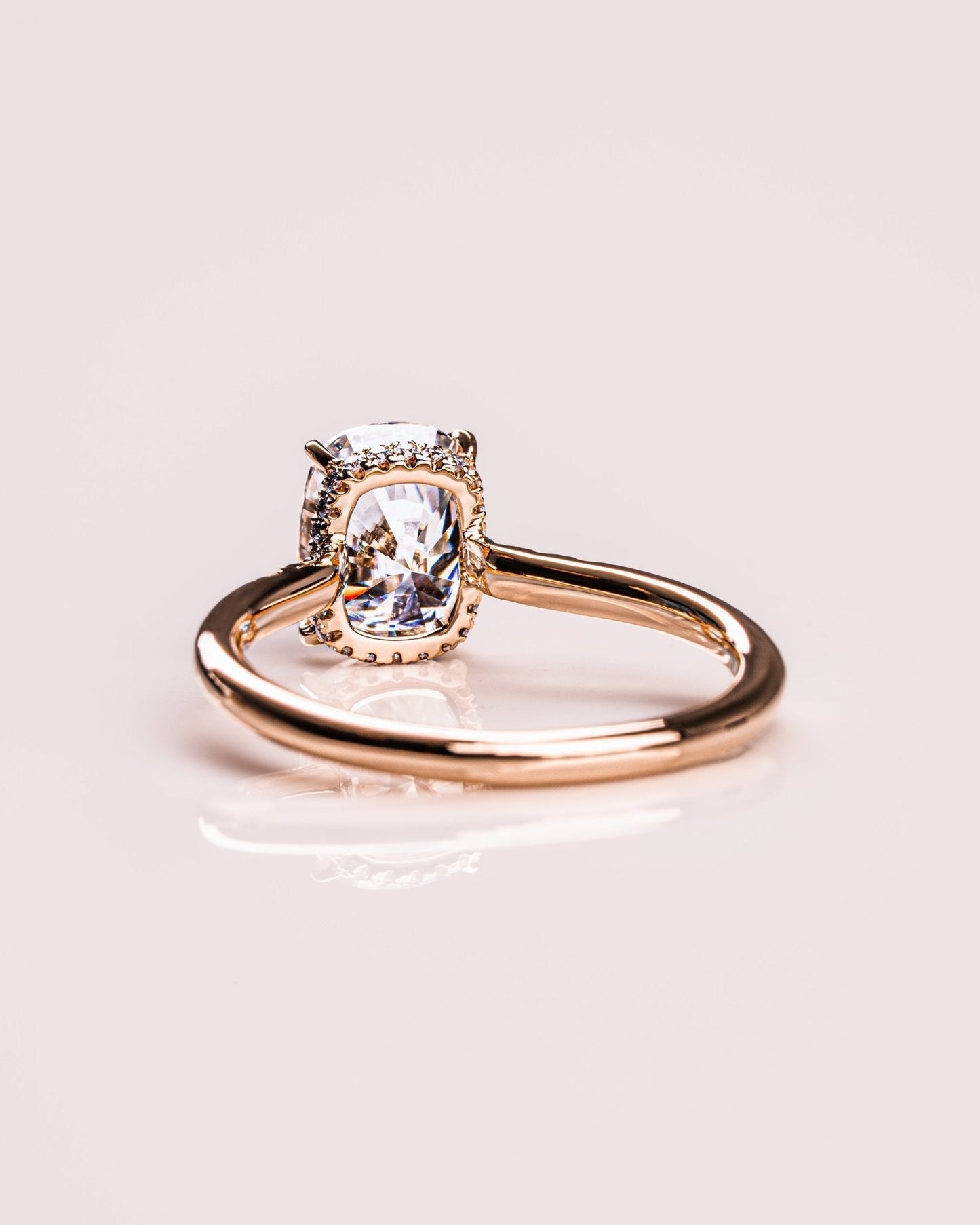 Cushion Hidden Halo Lab Grown Diamond Engagement Ring