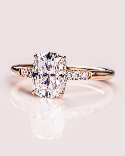 Cushion Hidden Halo Lab Grown Diamond Engagement Ring