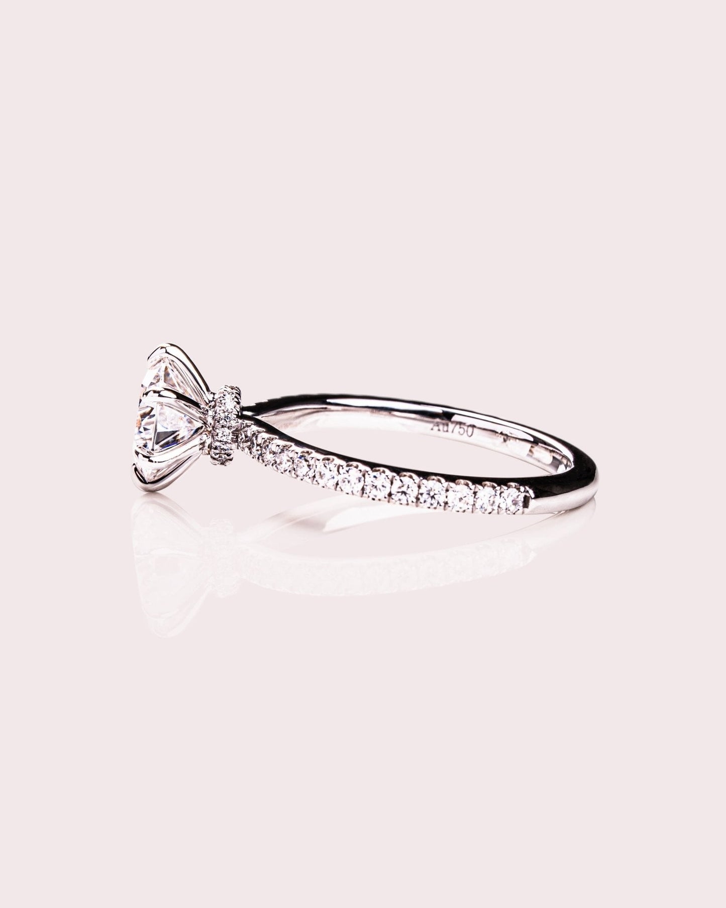 Cushion Hidden Halo Lab Grown Diamond Engagement Ring
