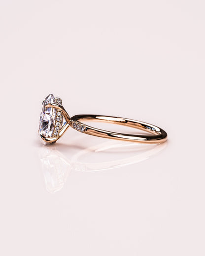Cushion Hidden Halo Lab Grown Diamond Engagement Ring