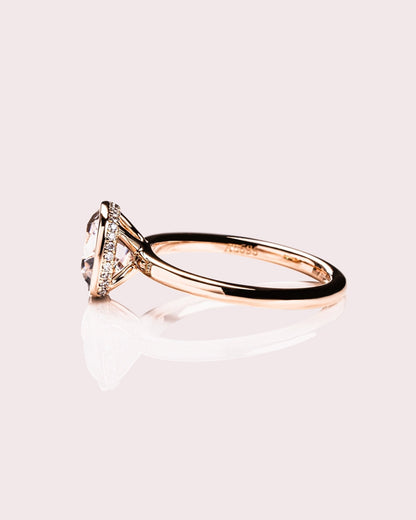 Cushion Hidden Halo Lab Grown Diamond Engagement Ring