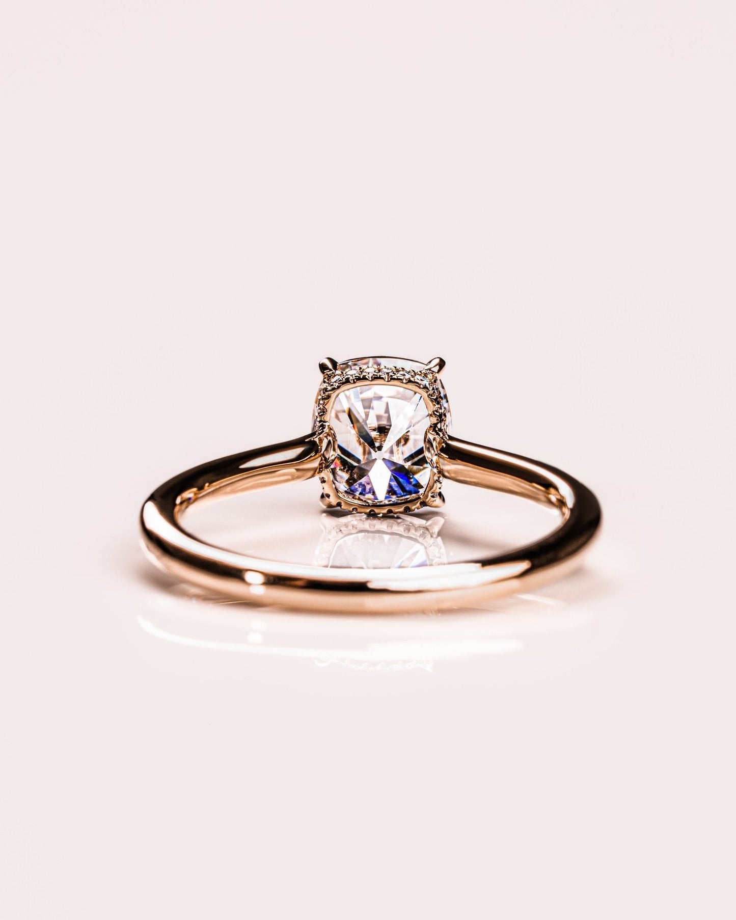Cushion Hidden Halo Lab Grown Diamond Engagement Ring