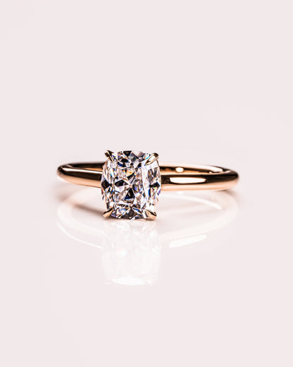 Cushion Hidden Halo Lab Grown Diamond Engagement Ring