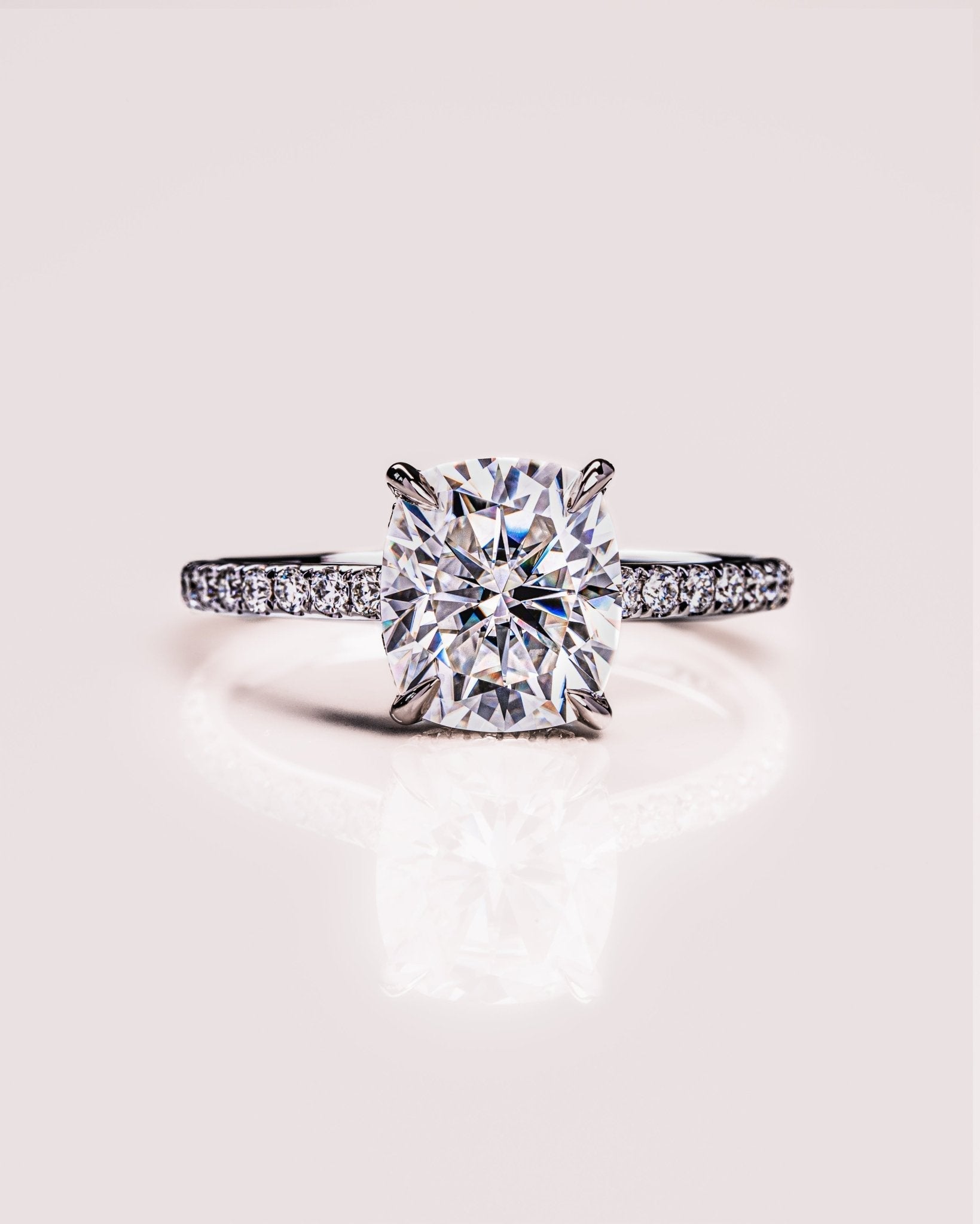 Cushion Hidden Halo Lab Grown Diamond Engagement Ring