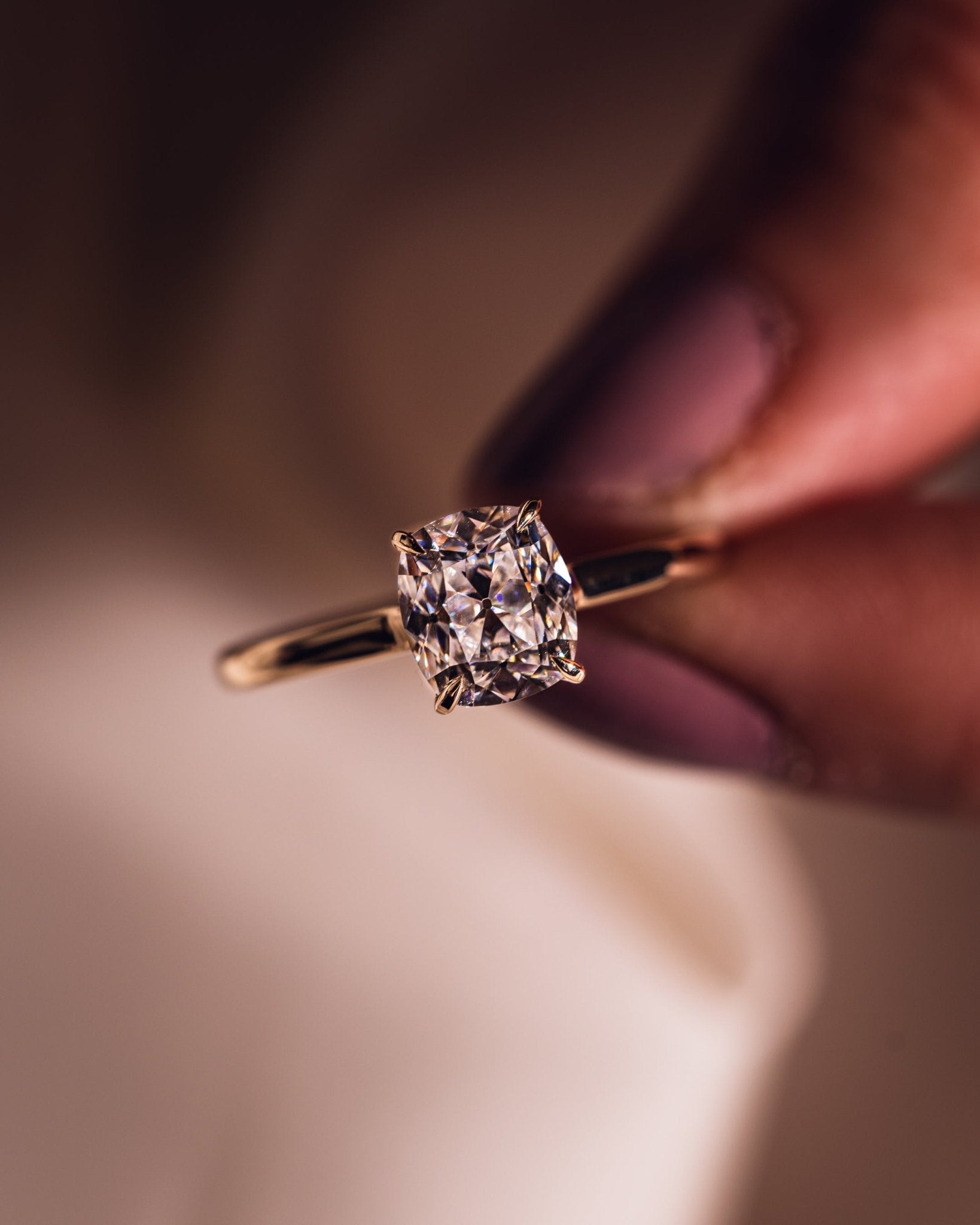 Cushion Hidden Halo Lab Grown Diamond Engagement Ring