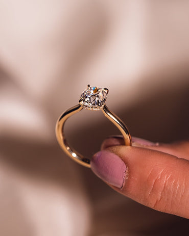 Cushion Hidden Halo Lab Grown Diamond Engagement Ring