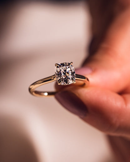 Cushion Hidden Halo Lab Grown Diamond Engagement Ring