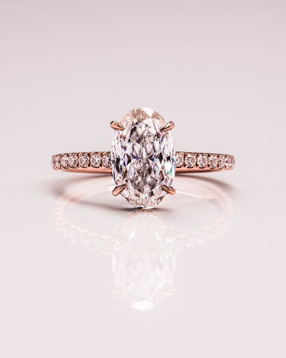 Cushion Hidden Halo Lab Grown Diamond Engagement Ring