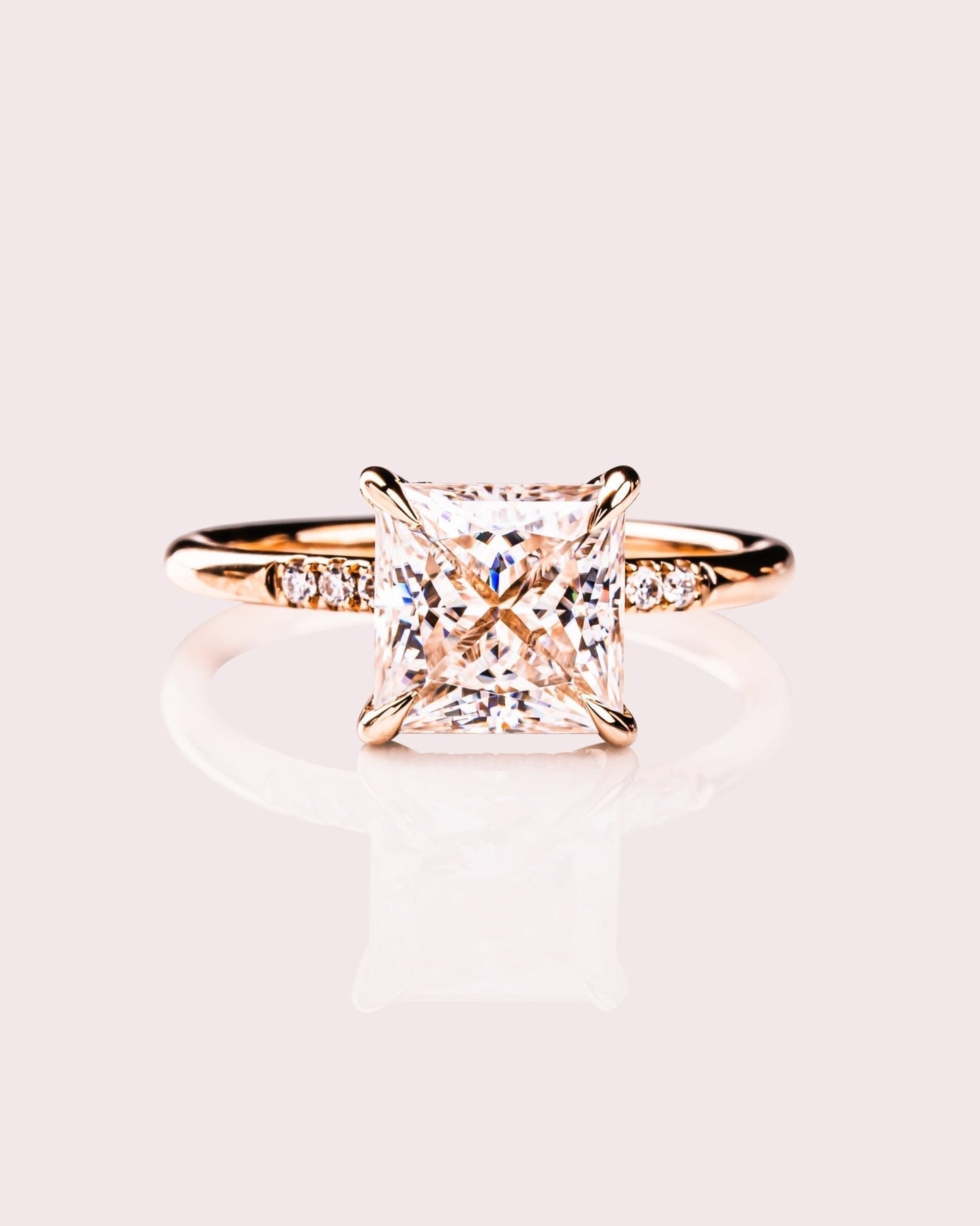 Cushion Hidden Halo Lab Grown Diamond Engagement Ring