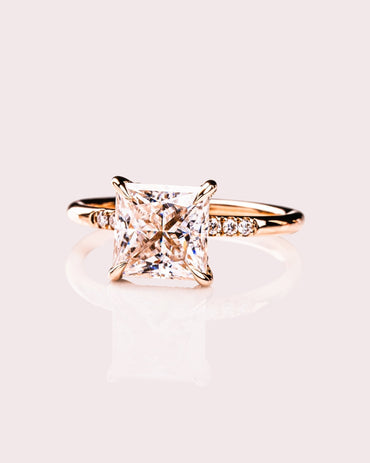 Cushion Hidden Halo Lab Grown Diamond Engagement Ring