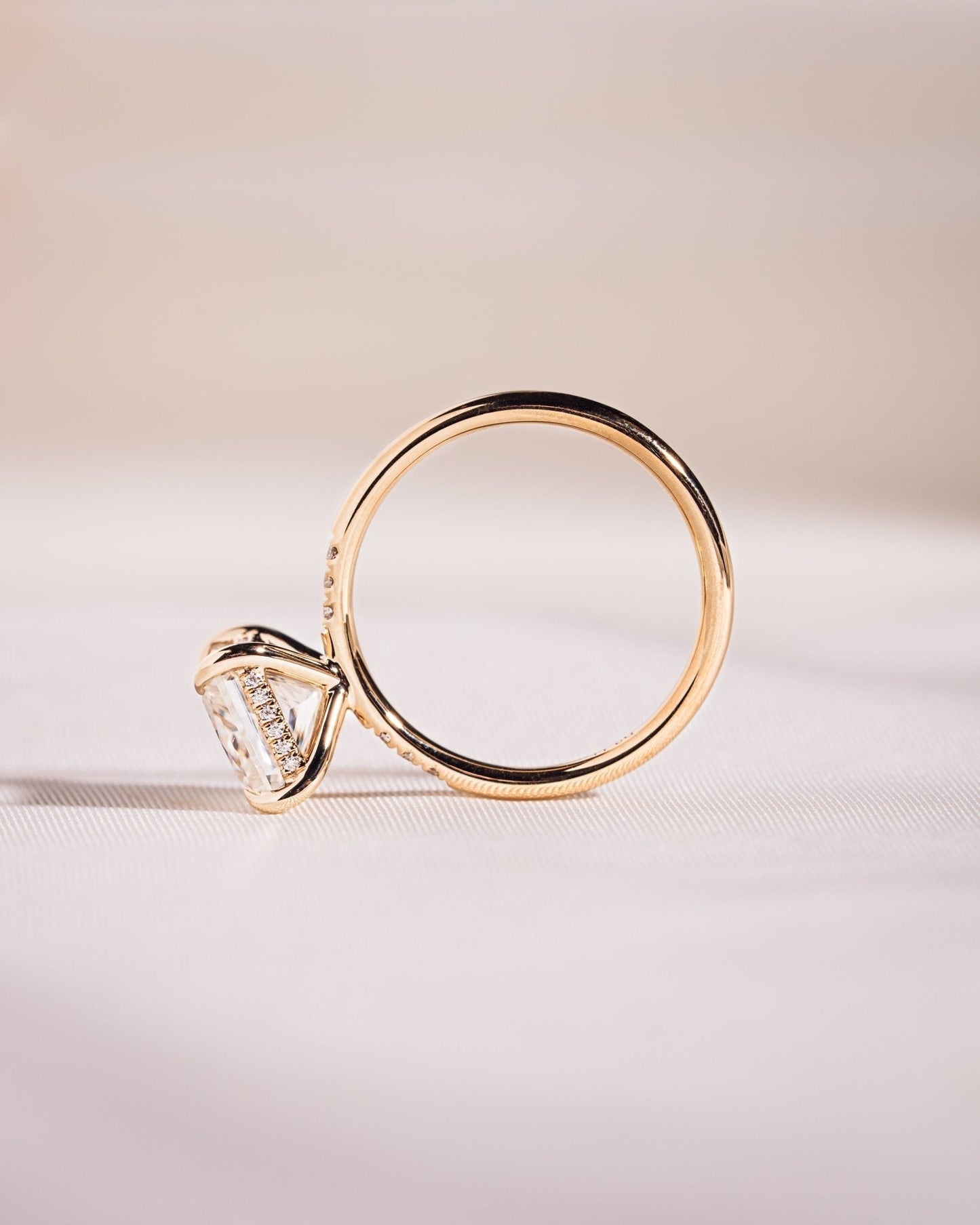 Cushion Hidden Halo Lab Grown Diamond Engagement Ring