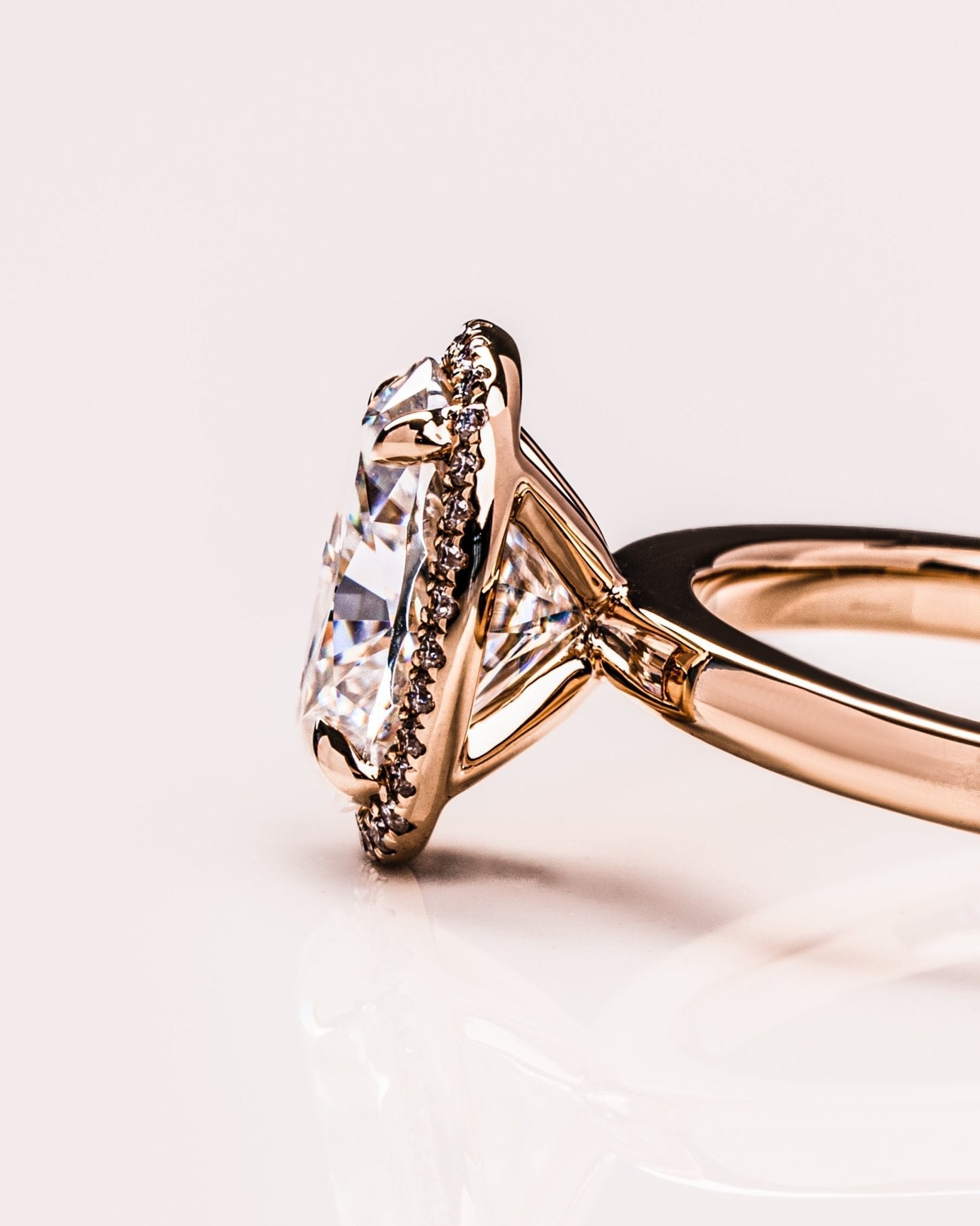 Cushion Hidden Halo Lab Grown Diamond Engagement Ring
