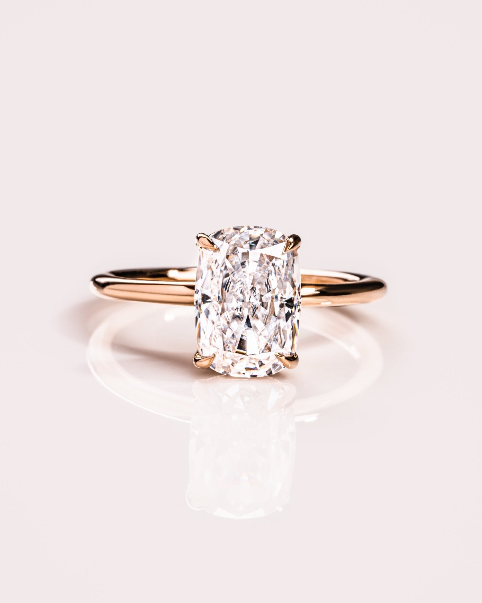 Cushion Hidden Halo Lab Grown Diamond Engagement Ring