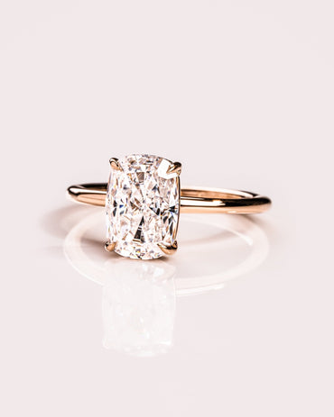 Cushion Hidden Halo Lab Grown Diamond Engagement Ring