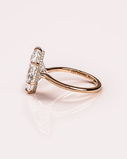 Cushion Hidden Halo Lab Grown Diamond Engagement Ring