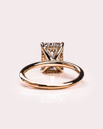 Cushion Hidden Halo Lab Grown Diamond Engagement Ring