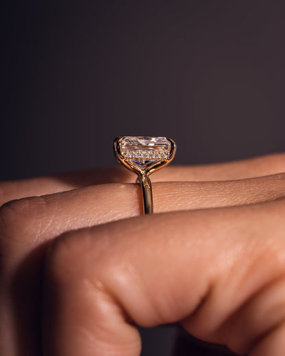 Cushion Hidden Halo Lab Grown Diamond Engagement Ring
