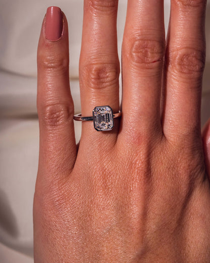 Cushion Hidden Halo Lab Grown Diamond Engagement Ring