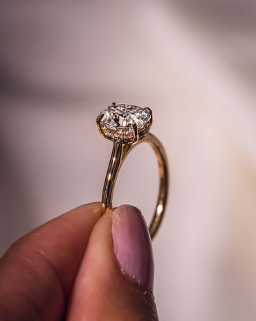 Cushion Hidden Halo Lab Grown Diamond Engagement Ring