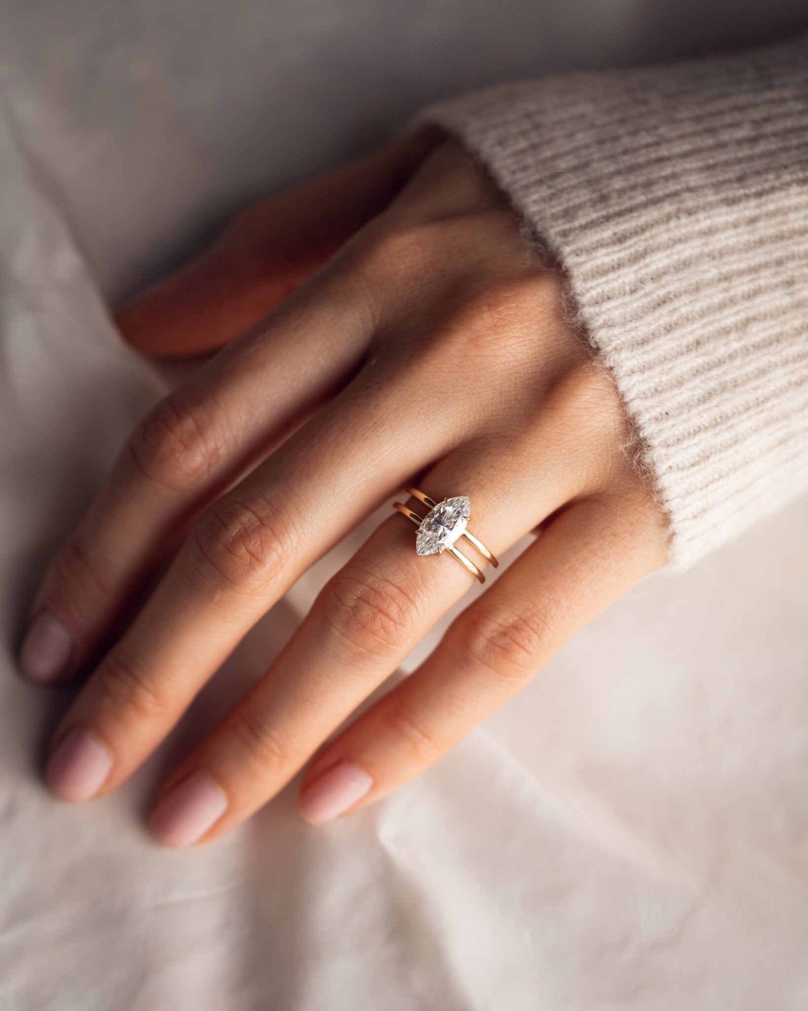 Cushion Hidden Halo Lab Grown Diamond Engagement Ring