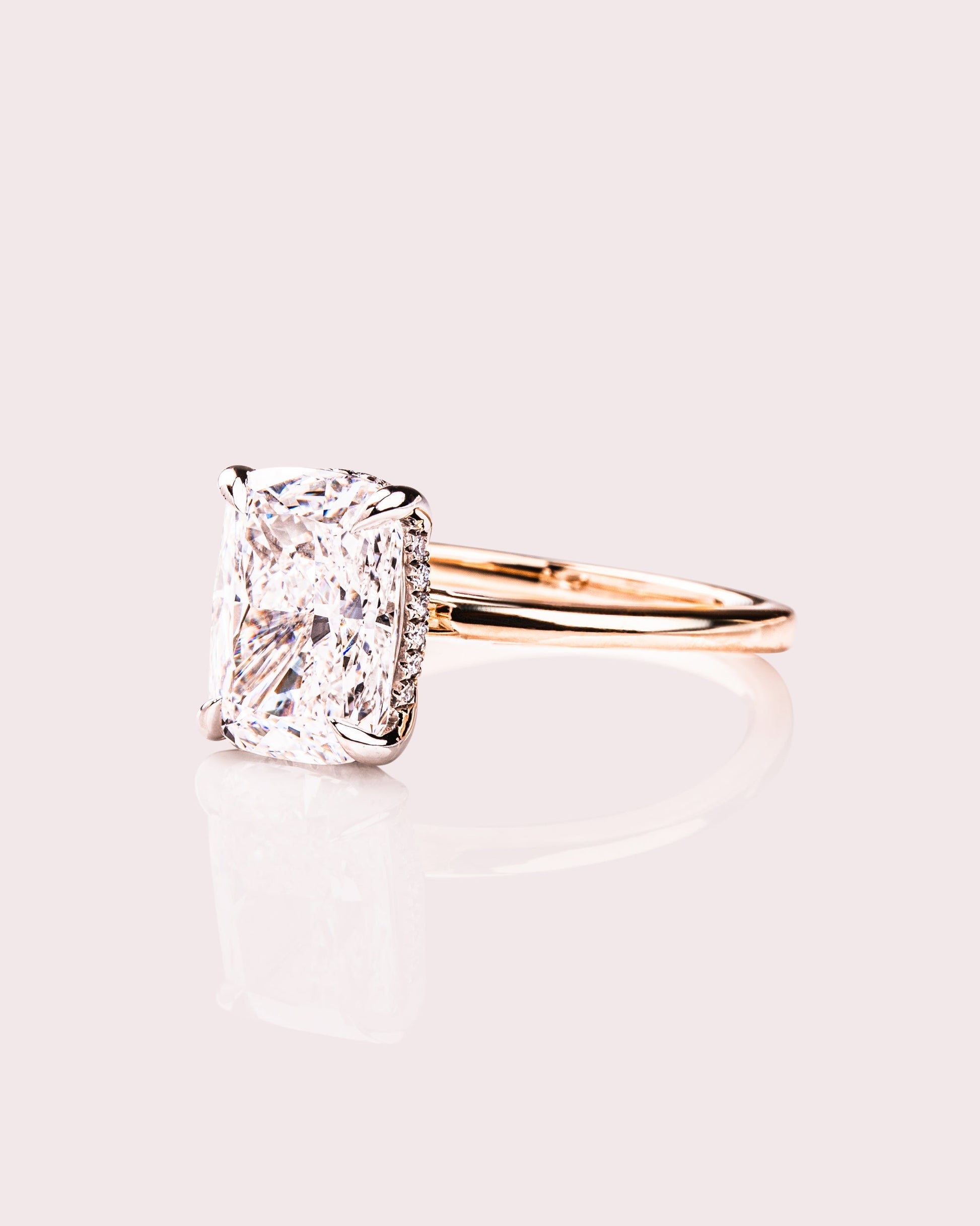 Cushion Hidden Halo Lab Grown Diamond Engagement Ring
