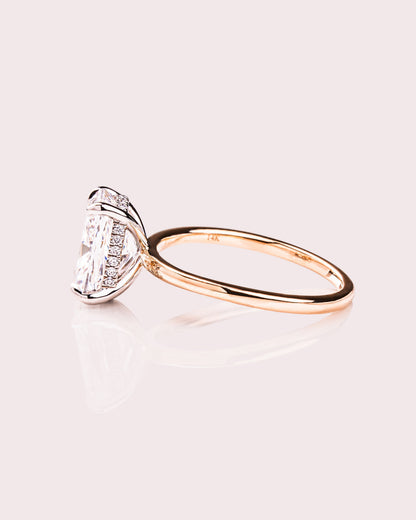 Cushion Hidden Halo Lab Grown Diamond Engagement Ring