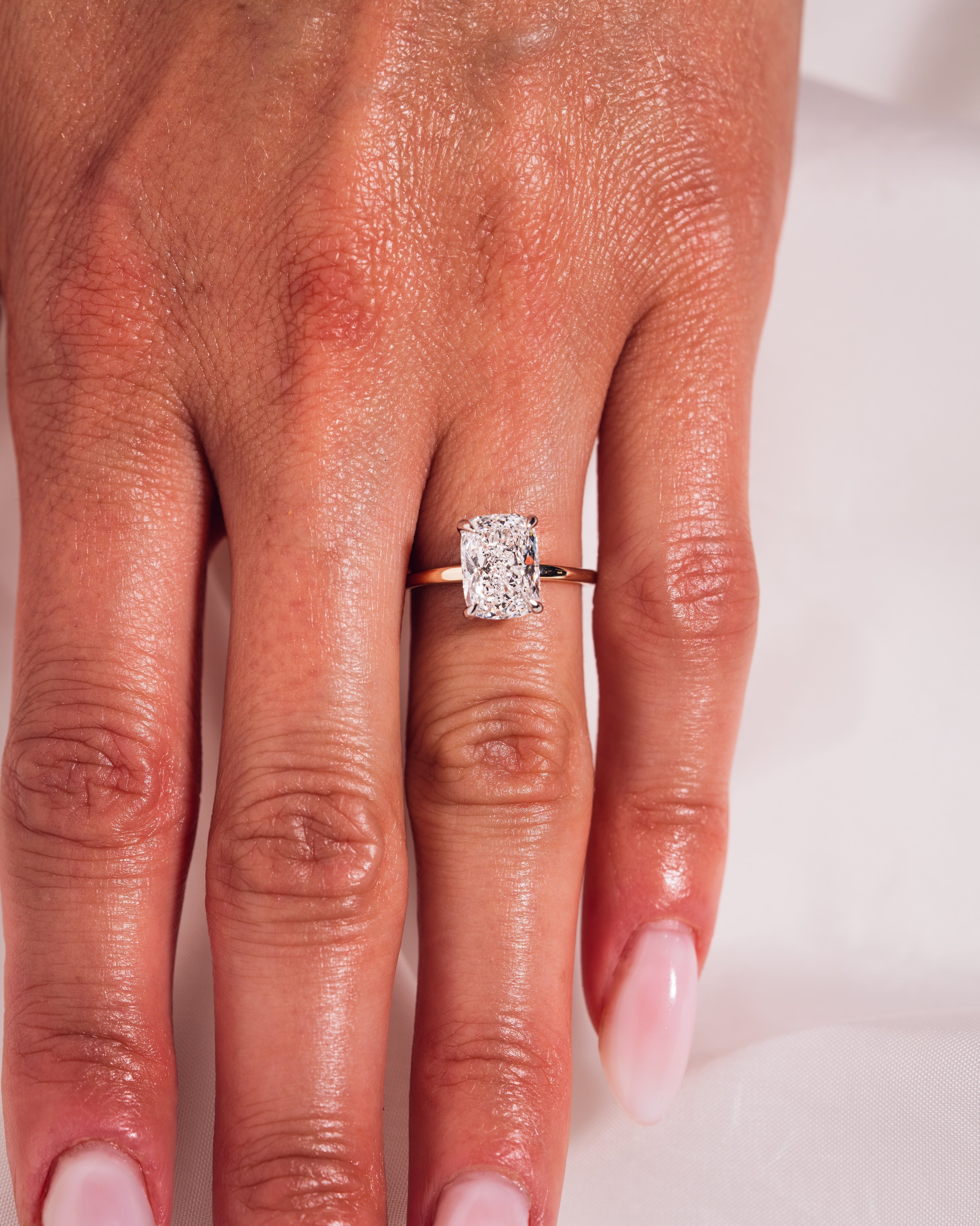 Cushion Hidden Halo Lab Grown Diamond Engagement Ring