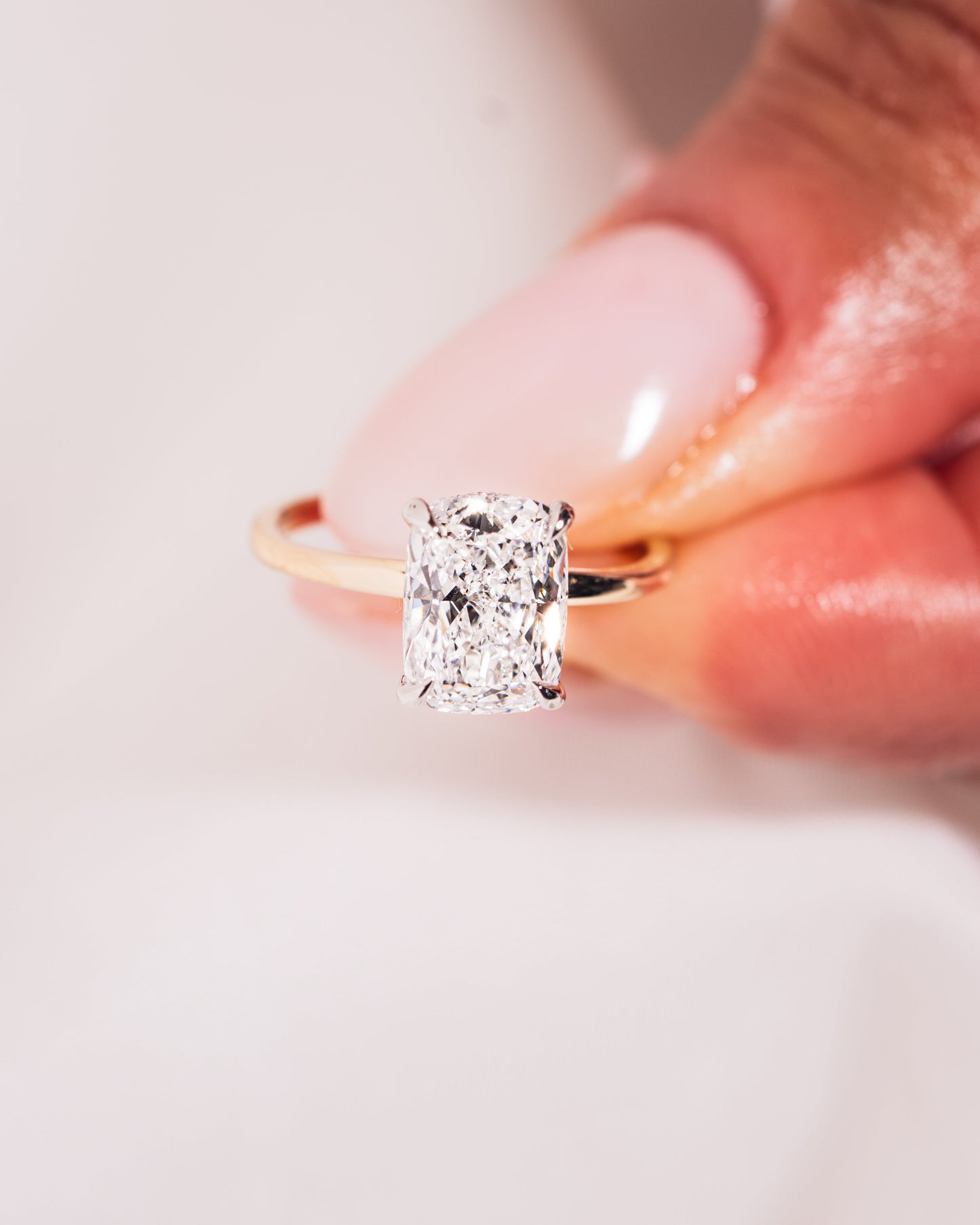 Cushion Hidden Halo Lab Grown Diamond Engagement Ring