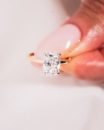 Cushion Hidden Halo Lab Grown Diamond Engagement Ring