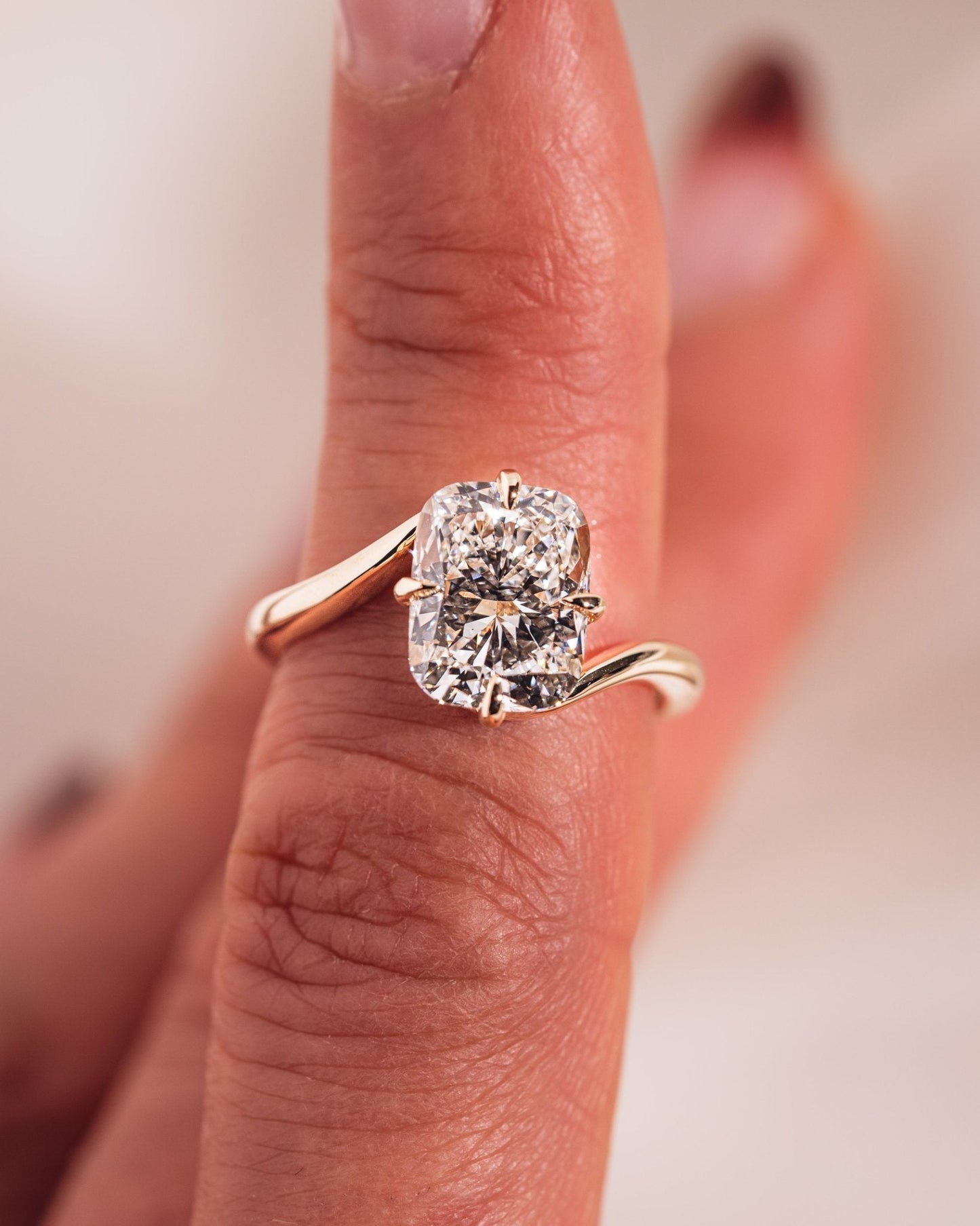 Cushion Hidden Halo Lab Grown Diamond Engagement Ring